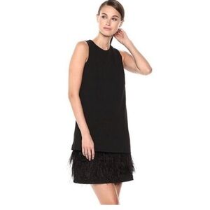 NWOT Calvin Klein Black Sheath Dress With Feathers - Size 8